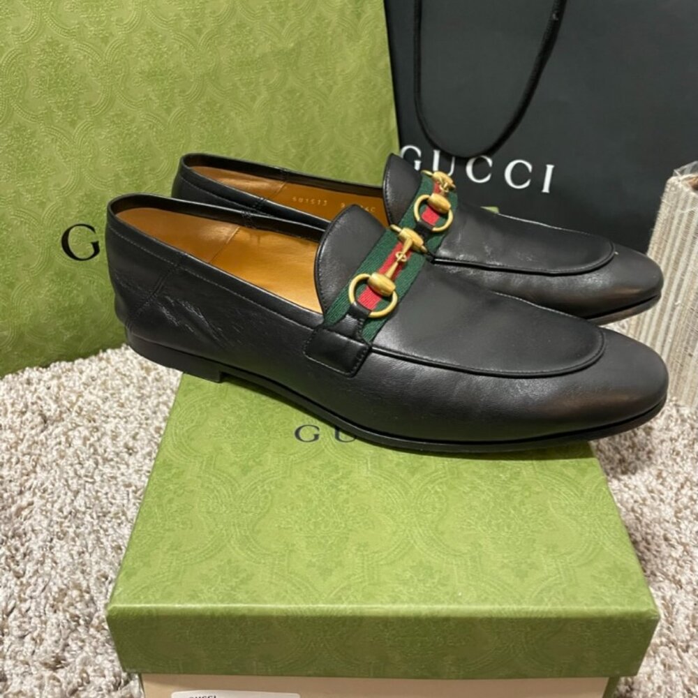 Gucci Men’s Horsebit Leather Loafers with Web